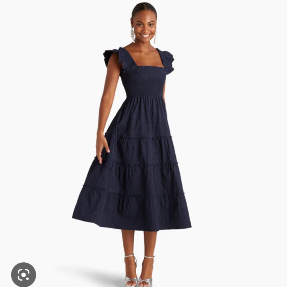 Hill House Navy Jacquard Ellie Sz Xs EUC